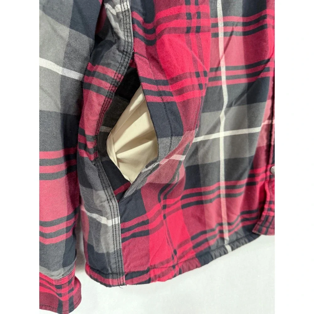 The North Face Flannel Shirt Jacket Mens XXL Red Black Plaid Sherpa Lined